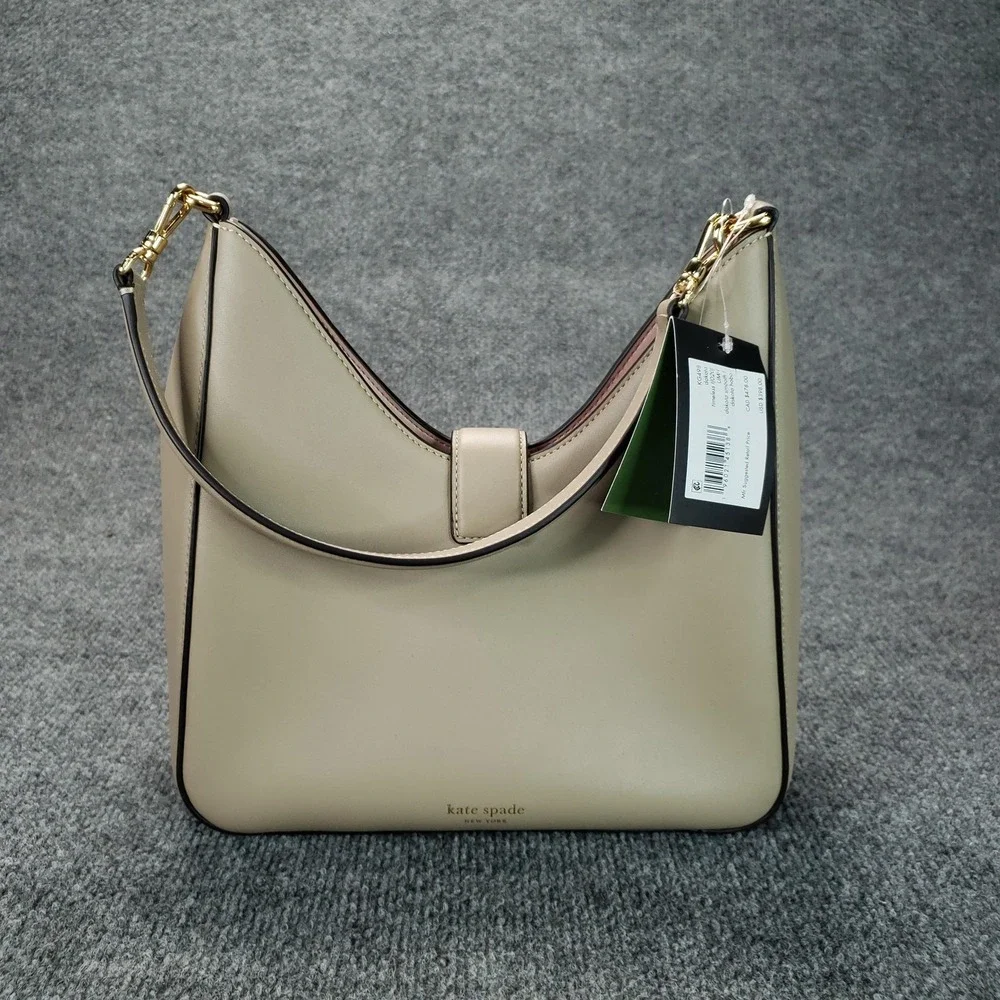 Kate Spade Dakota Hobo Bag Womens Small Beige Leather Pink Lining Dust Bag